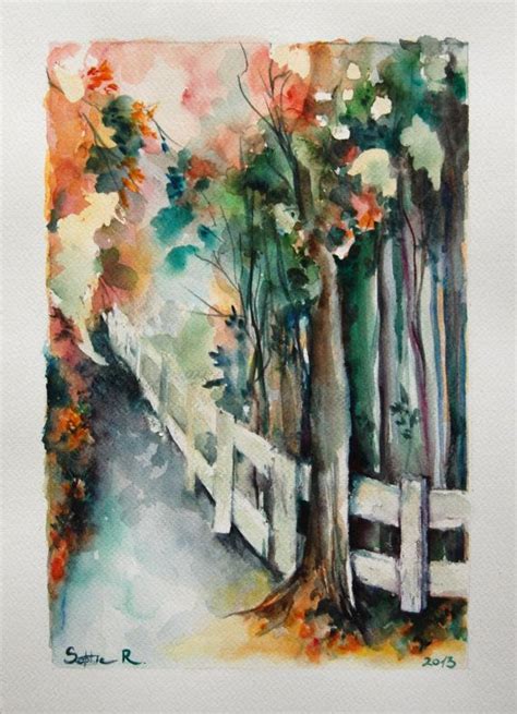 Original Watercolor Painting Forest Way By Sophierr On Etsy 9800