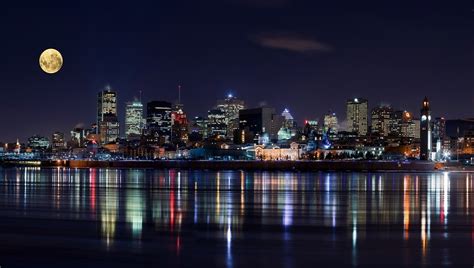 City Lights View 720p Cityscape River Reflection Canada
