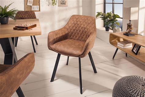 Chaise de salle à manger design brun microfibre INTERLUX