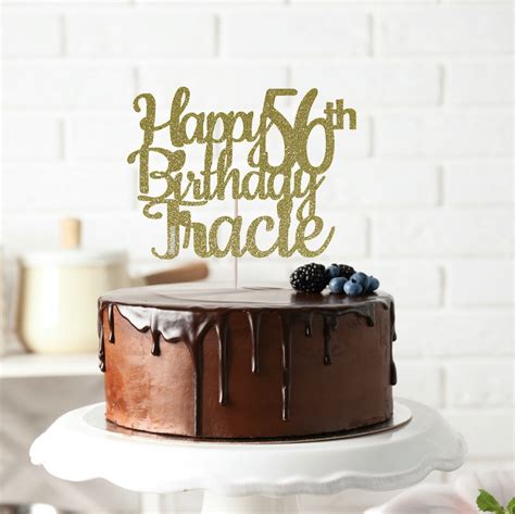 Any Name Happy 56th Birthday Cake Topper 56th Birthday Etsy