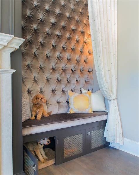 Practical storage closet, wipe clean tray and free help and advice available. Gray Tufted Bench with Built In Dog Crate - Transitional ...