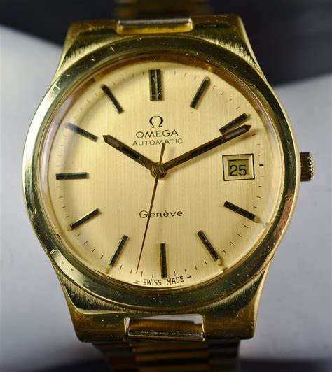 Vintage Omega Geneva Automatic Watch 36 Mm Gold Plated Ref 1660173