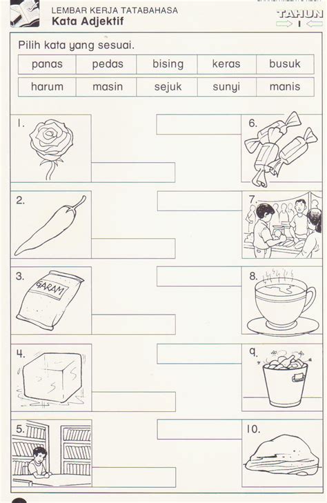 Penjodoh bilangan 3, 4, 5 & 6. Laman Bahasa Jiwa Bangsa: Latihan Kata Adjektif