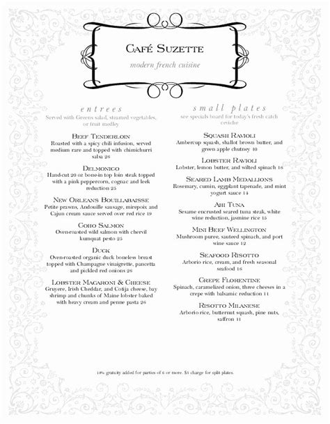 Fine Dining Menu Template