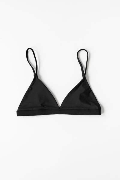 Black Seamless Triangle Bikini Top Made And Manufactured In The Usa At