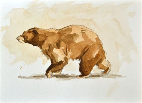Bear Painting Original Watercolor 9x12 Etsy Bear Paintings Bear