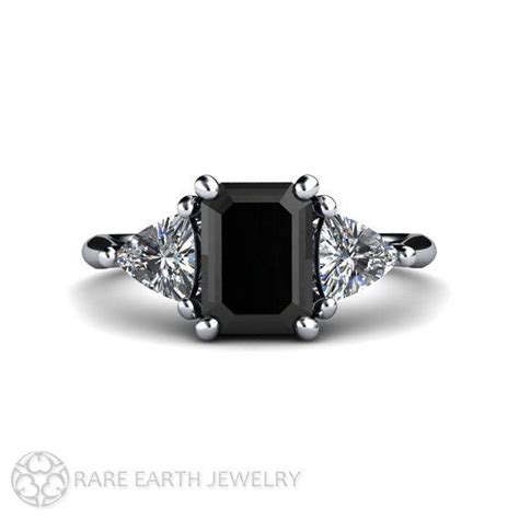 An Absolutely Stunning Vintage Inspired Black Diamond Three Stone Ring