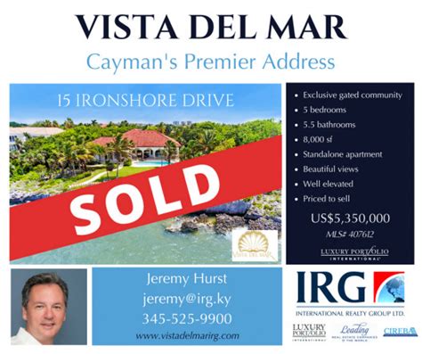 Vista Del Mar Property Sells Irg Cayman