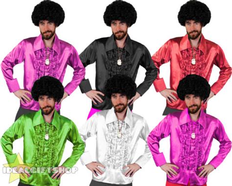 mens 1970 s disco ruffle shirts adults fancy dress costume 70 s frilly top 1960s ebay