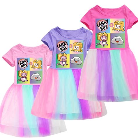 2022 Summer Girl Lankybox Cosplay Dress Elegant Holiday Kids Birthday