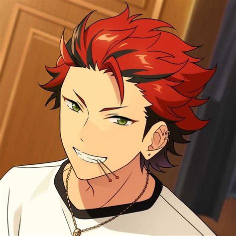 An Anime Character With Red Hair And Green Eyes