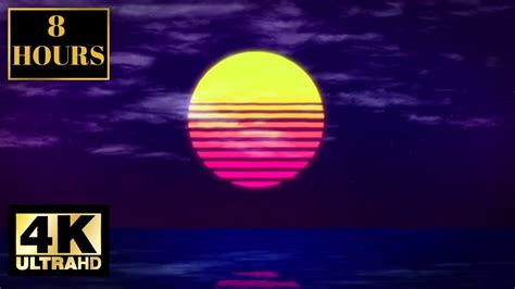 Neon Sunset 80s Retro Synth 8 Hours 4k Background Screensaver
