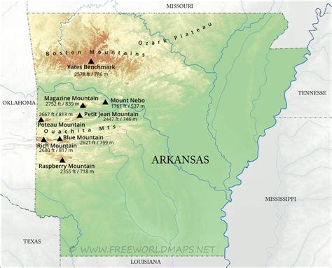 Physical Map Of Arkansas