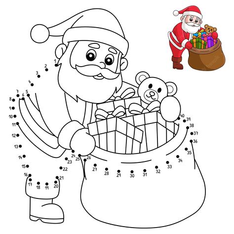 Premium Vector Dot To Dot Christmas Santa Claus With Bag Coloring