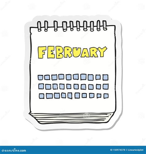 A Creative Sticker Of A Cartoon Calendar Showing Month Of February