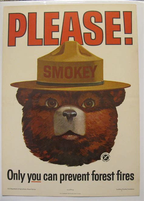 Vintage Smokey Bear Poster Original Smokey Bear Poster Fire Safety