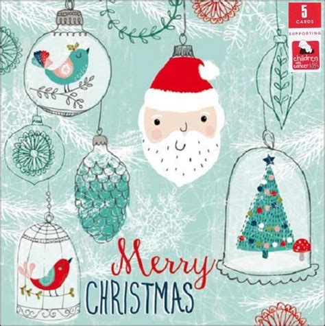 Printable christmas card templates you can personalize and make at home with kids or use them yourself. Pack of 5 Santa Bauble Children With Cancer Charity Christmas Cards | Charity Christmas Cards