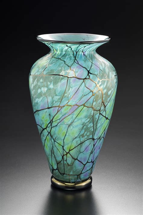 Serenity Vase By David Lindsay Golden Ribbons Dance Across This Lustrous Blown Glass Vase With