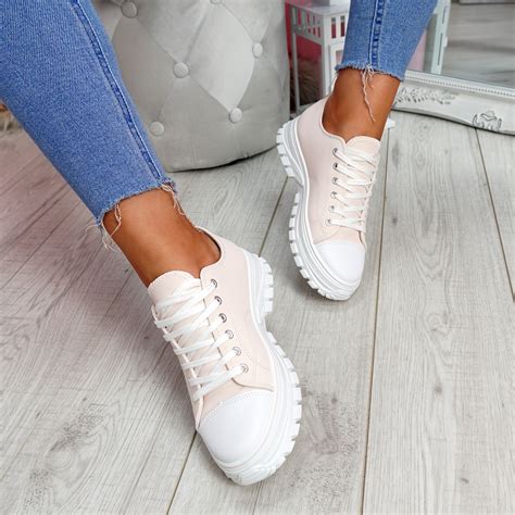 Womens Ladies Lace Up Trainers Comfy Casual Chunky Sneakers Plimsolls