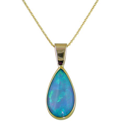 Ethiopian Opal Pear Shpe Necklace Pendant 22k And 14k Gold Nagi