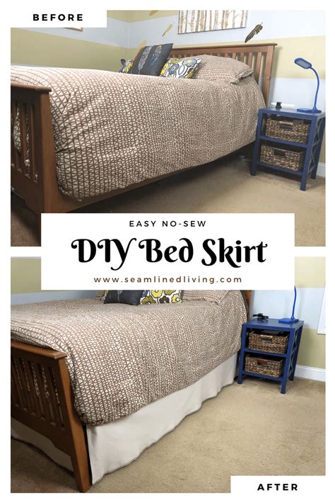 How To Make A Diy Bed Skirt No Sew Project Seamlined Living