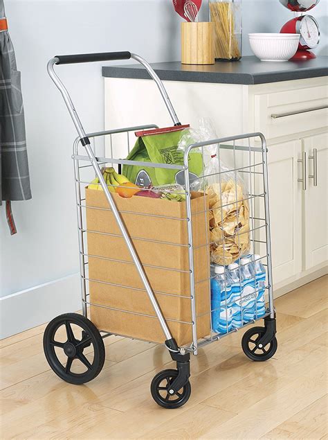 Whitmor Utility Cart With Adjustable Height Handle Silverblack
