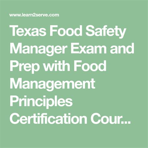 Texas food safety manager certification online. Food Safety Manager Principles Training + Texas Food ...
