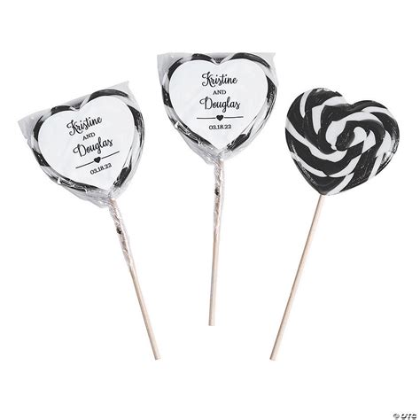 Black And White Personalized Heart Swirl Lollipops Discontinued