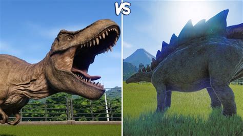Jurassic World Evolution T Rex Vs Stegosaurus Gameplay Ps4 Hd