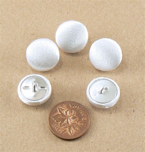 5 58 White Satin Fabric Buttons Fabric Covered Shank Buttons