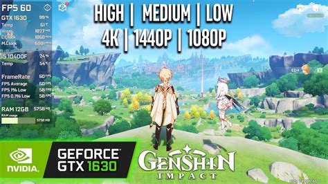 Gtx 1630 Genshin Impact 4k 1440p 1080p High Medium Low