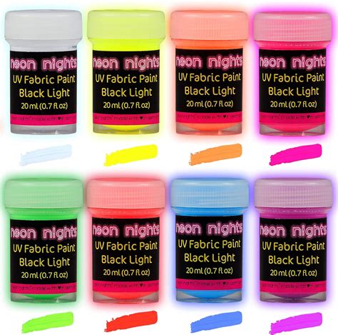 Neon Nights Fabric And Textile Uv Paint Set 8 Pack Neon