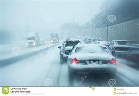 Winter Storm Traffic Stock Image Image Of Traffic Snowy 25957815