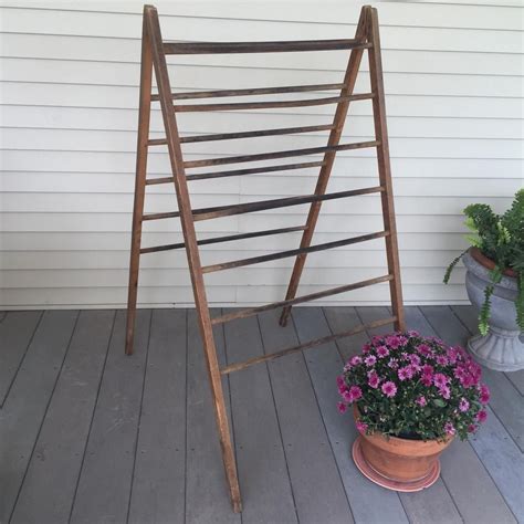 Primitive Wood Clothes Drying Rack Free Standing Hinged Etsy Wood