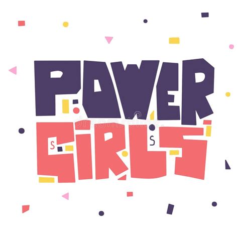 Power Girls Lettering Flat Vector Illustration Cute Vector