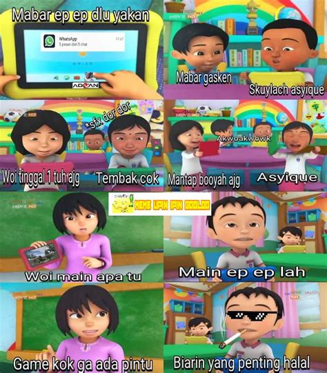 Mereka hampir sama persis dalam segi wajah dan ukuran tubuhnya. 40+ Koleski Terbaik Gambar Stiker Upin Ipin Lucu - Aneka ...