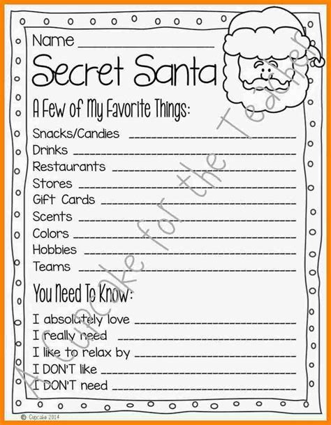 Free Printable Secret Santa Questions Printable World Holiday