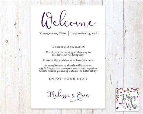 Hotel Welcome Card Wedding Welcome Wedding Guest Card Etsy