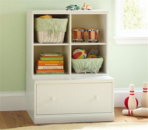 Emily kids chest of 4 drawer ivory with crystal handles storage unit. Cameron Cubby & Drawer Base Set | Pottery Barn Kids