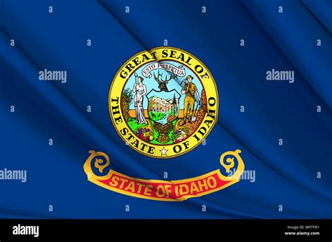Idaho Banderas Ondeantes Ilustración Los Estados De Estados Unidos