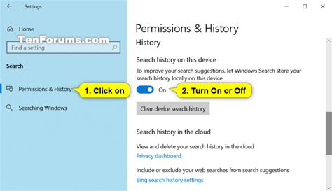 How To Turn On Or Off Device Search History In Windows 10 Tutorials