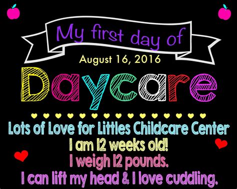 First Day Of Daycare Printable Free
