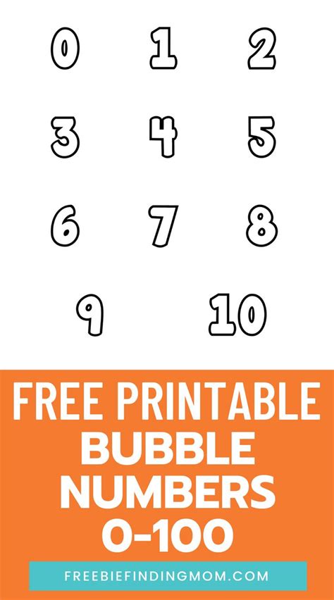 Free Printable Number Bubble Letters Bubble Numbers 0 100 In 2021