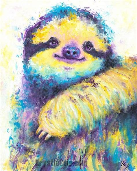 Sloth Art Sloth Ts Sloth Print On Canvas Or Paper Sloth Etsy In 2021 Sloth Art Custom