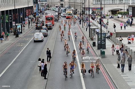 People Take Part In The Annual London World Naked Bike Ride Event