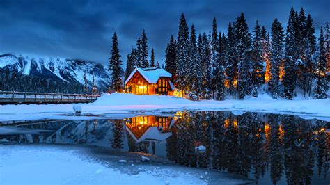 1366x768 Resolution Hut House In Snowy Night 1366x768 Resolution