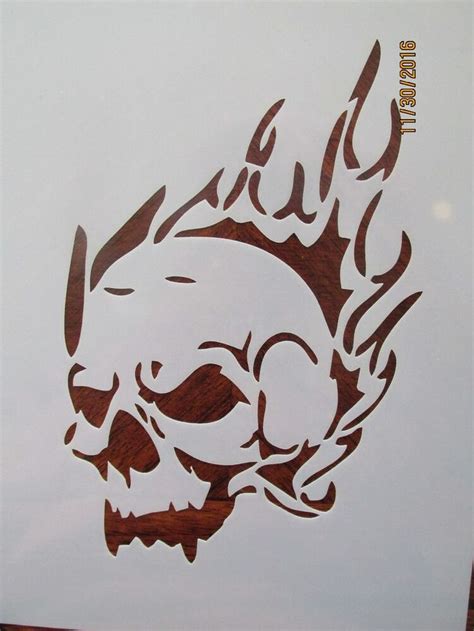Flaming Skull Cracked Skull Stencil Pack Reusable 10 Mil Mylar Stencils