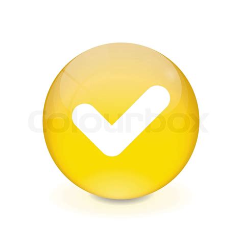 Round Yellow Button Checkmark Icon Stock Vector Colourbox