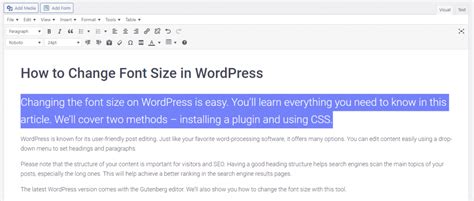 How To Change Font Size In Wordpress Using 2 Methods