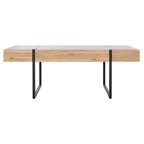 Tristan Rectangular Modern Coffee Table In Naturalblack Metal Legs By